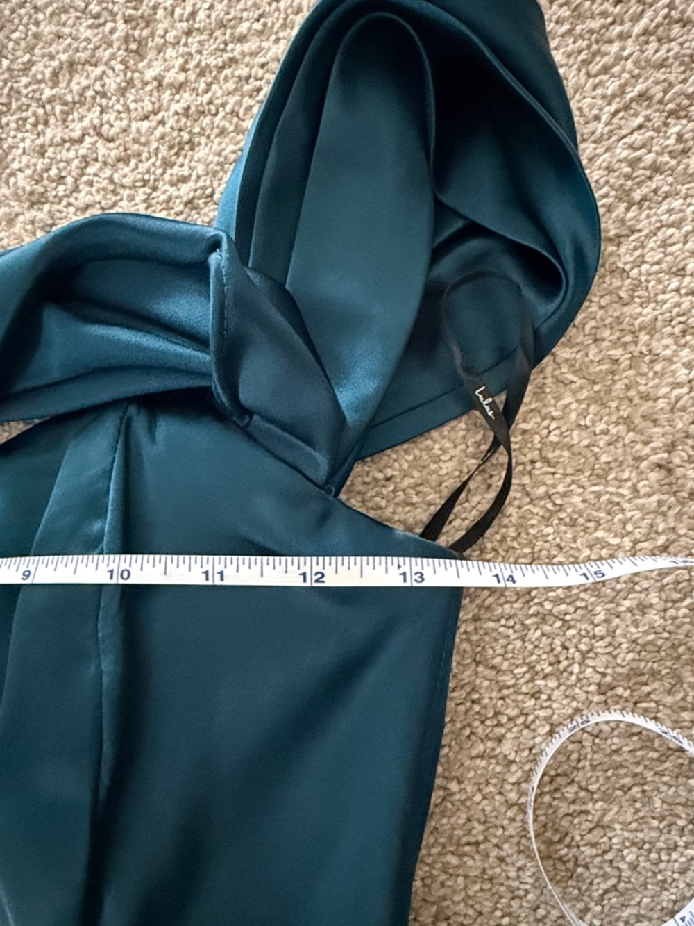 NWT Satin Dark Teal Off-Shoulder Front Leg Slit Formal Prom Dress Small - Picture 14 of 14